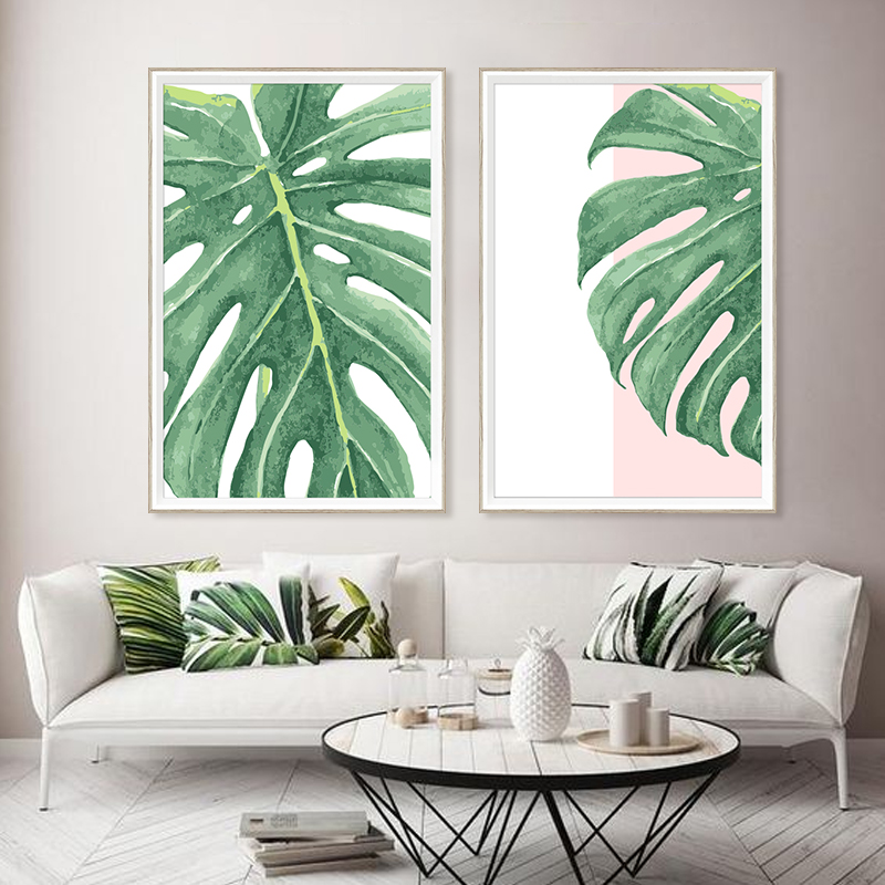 Green Leaves Home Decor Wall Art Painting Framed