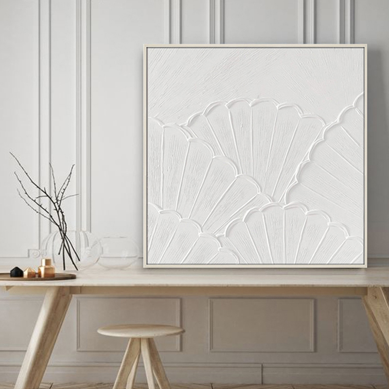 White Abstract Handpainted Textured Wall Canvas