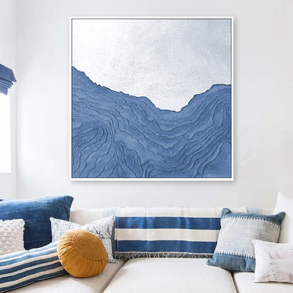 Blue Abstract Handpainted Textured Wall Canvas