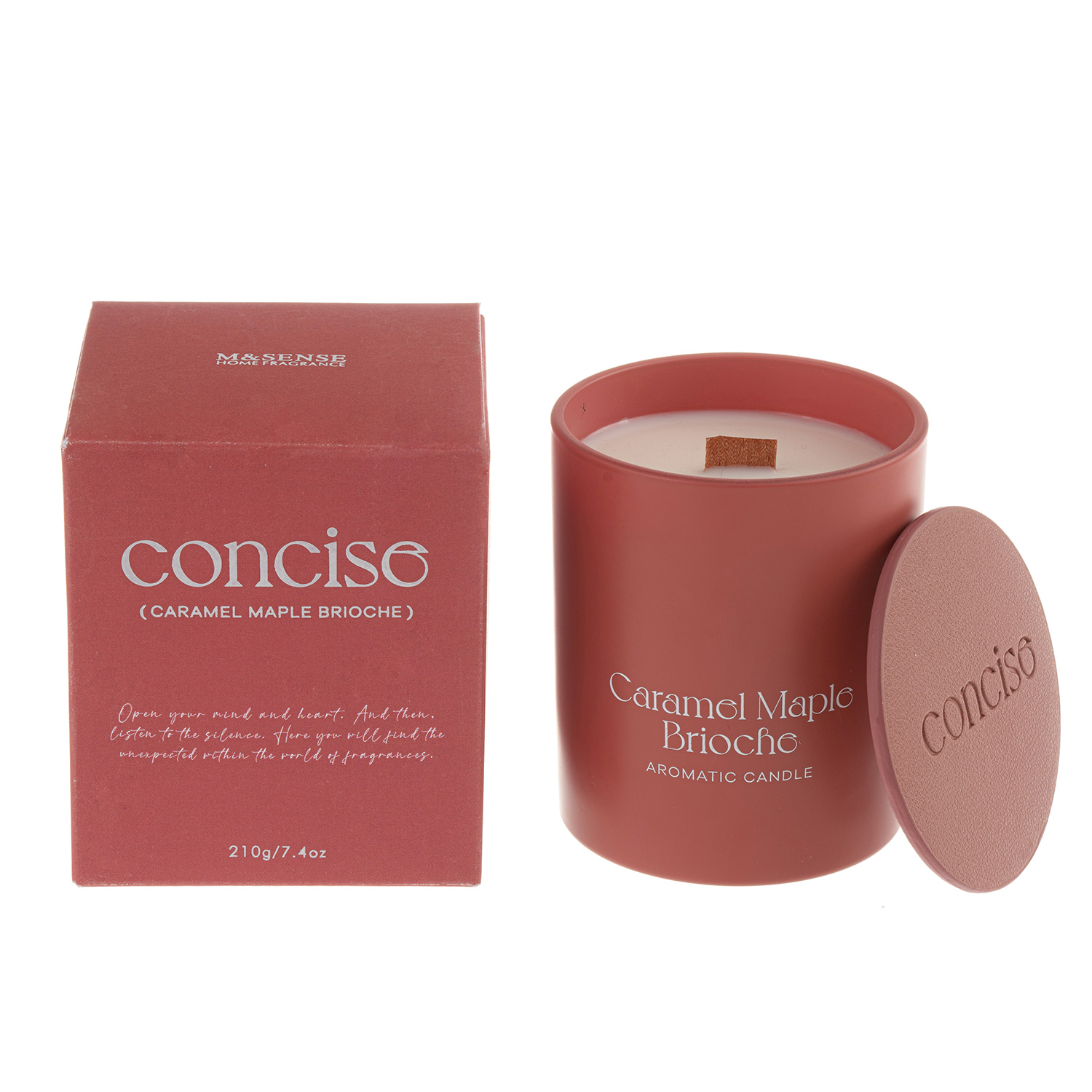 M&Sense Holiday Leather Lid Wood Wick Scented Candles