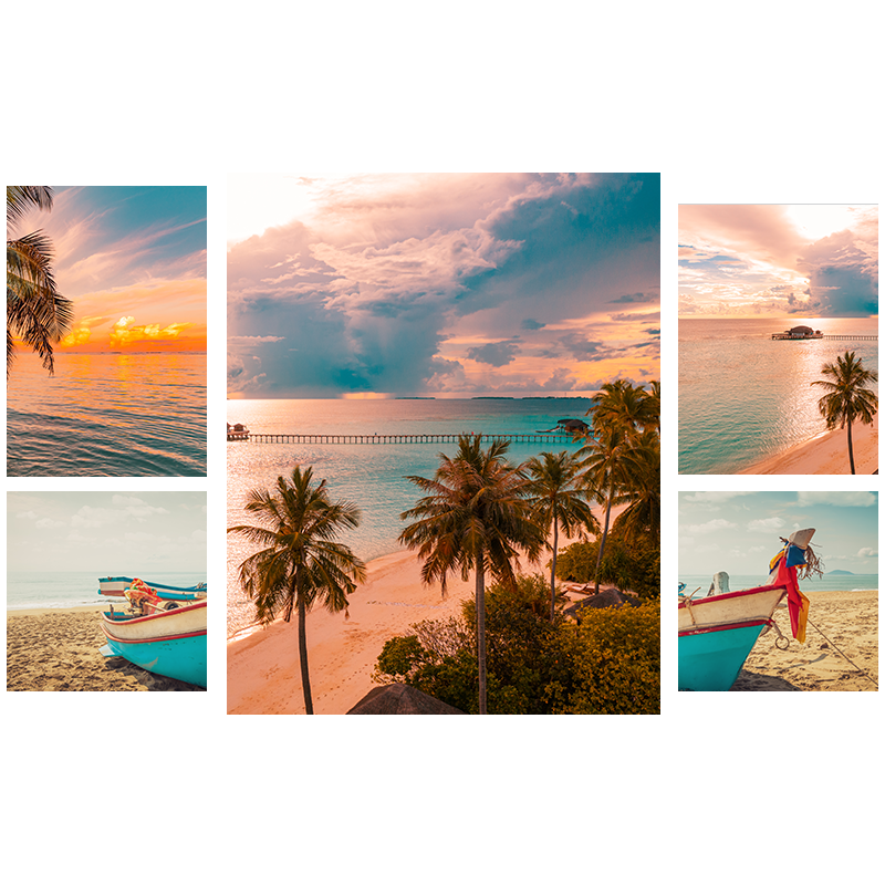 Beach Design Canvas Wall Art Set of 5