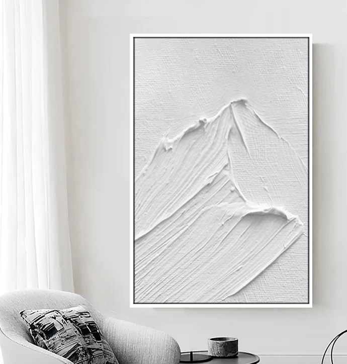 White Textured Handpainted Great Wall Framed Canvas Art