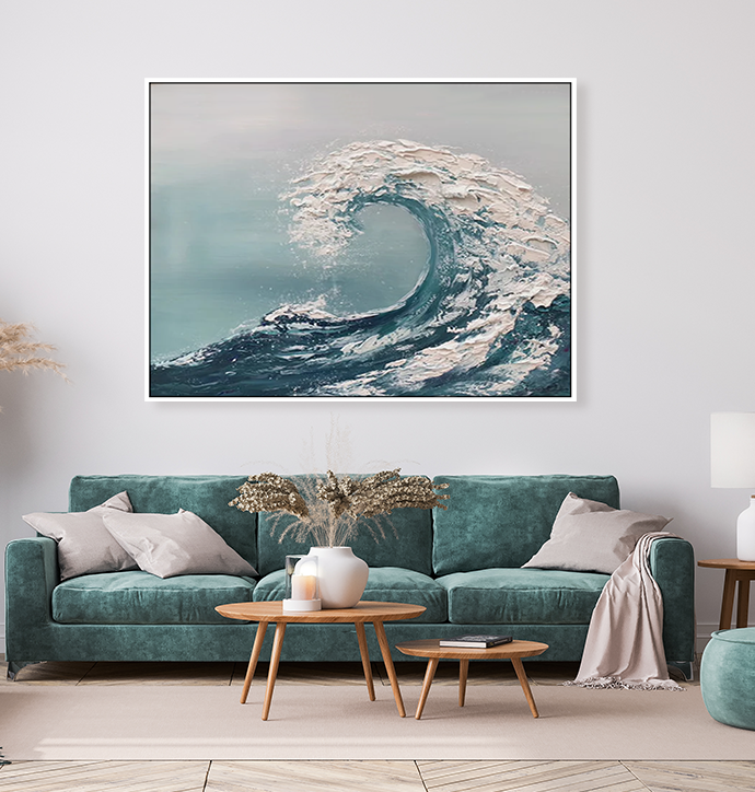 Sea Hand-Painted Framed Canvas Wall Art