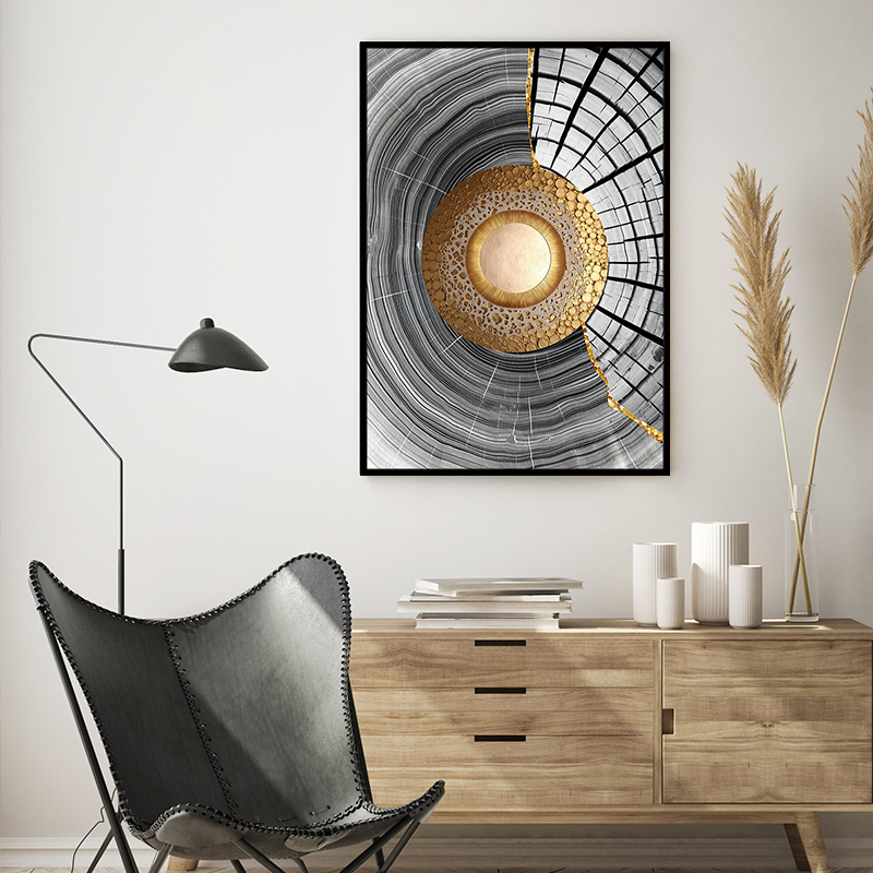 Abstract Floating Frame Canvas with Foil