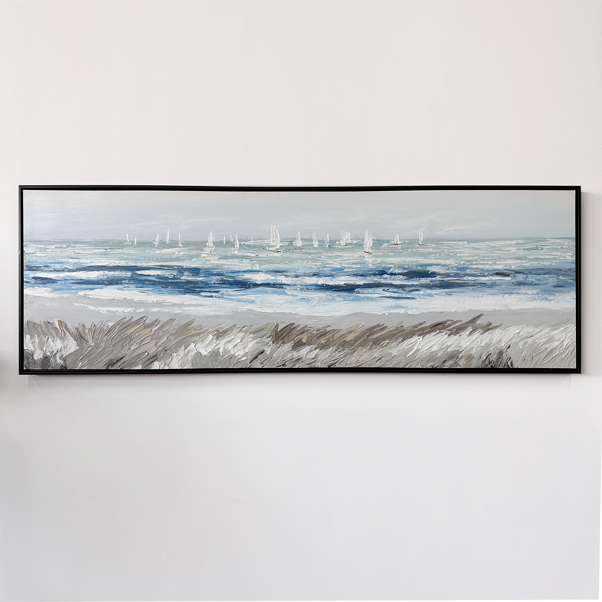 Coastal Texture Handpainted Great Wall Framed Canvas Art