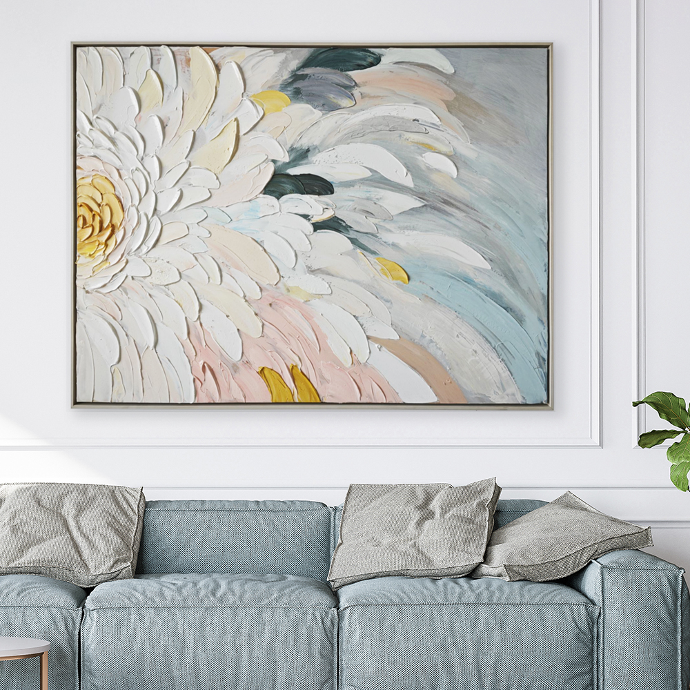 Handpainted Floral Textured Canvas Wall Art