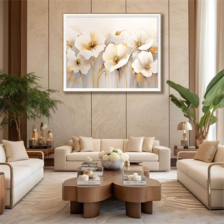 Framed Flower Landscape Canvas Painting Wall Art