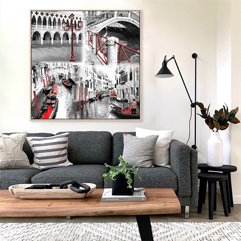 Abstract Floating Frame Canvas with Foil