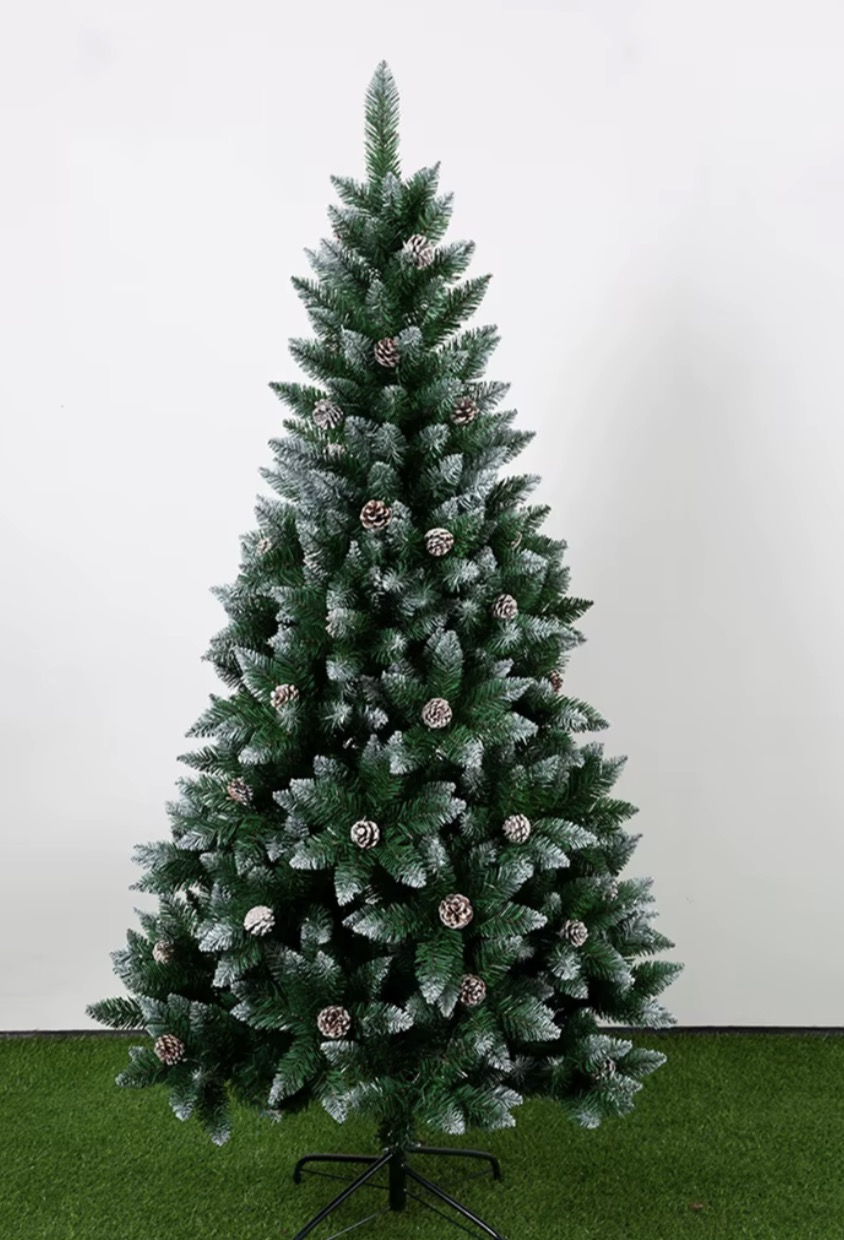 Artificial Green Decorative White Flocked 12ft PVC PE LED Snow Christmas Tree