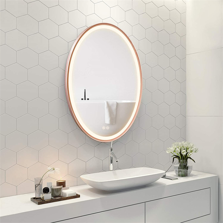 Oval LED Bathroom Mirror with Touch Switch Anti-fog
