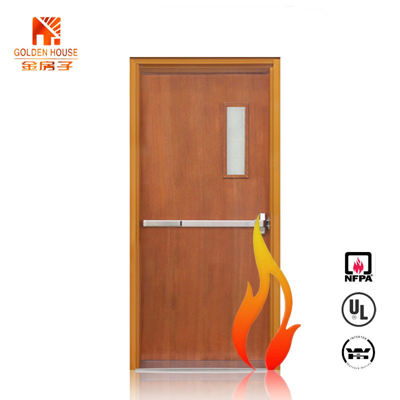 90-Minute Fire-Rated Wooden Interior Door with Steel Frame