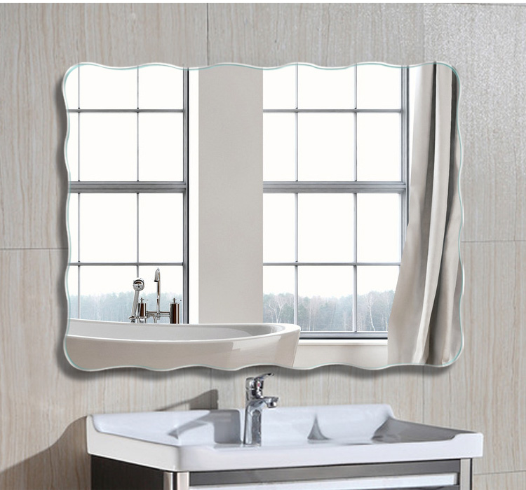 Frameless Square Wavy Edge Bathroom Wall Mirror