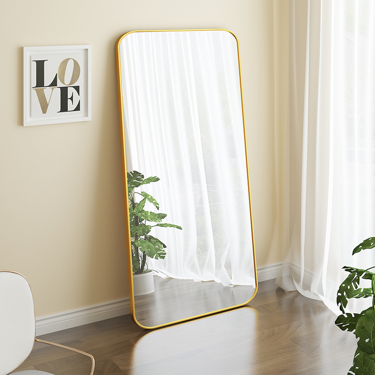 Gold & Black Aluminum Alloy Full Length Vanity Mirror