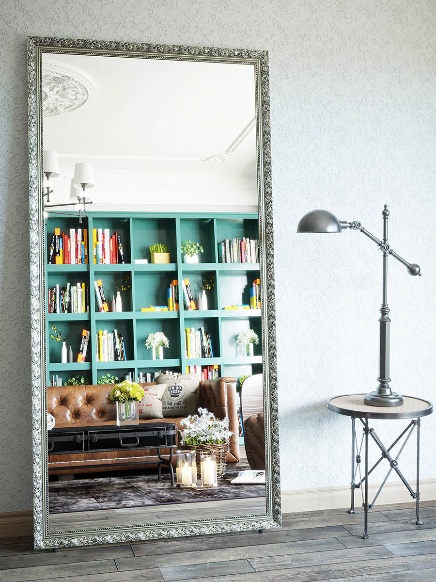European Solid Wood Full-Length Floor Mirror
