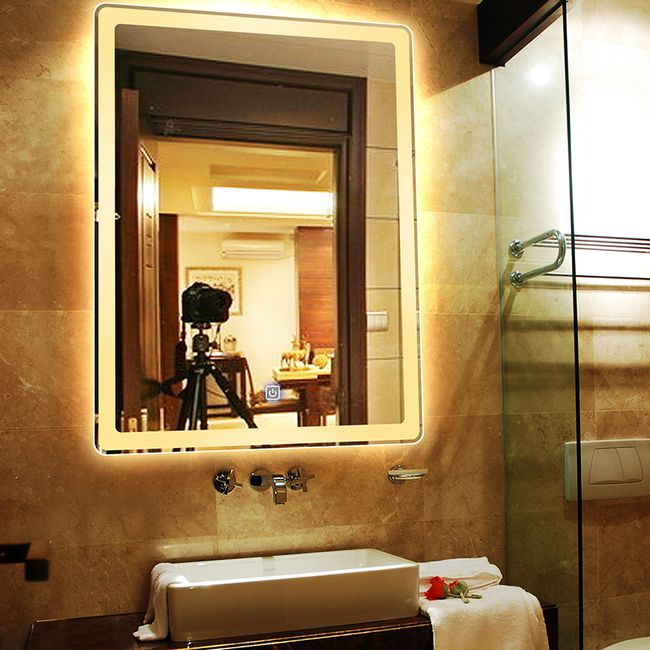 Rectangular LED Intelligent Bathroom Mirror with Aluminum Frame