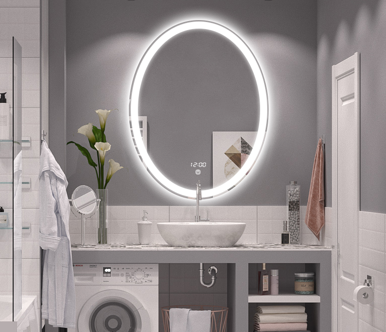 Smart LED Bathroom Mirror with Oval Design