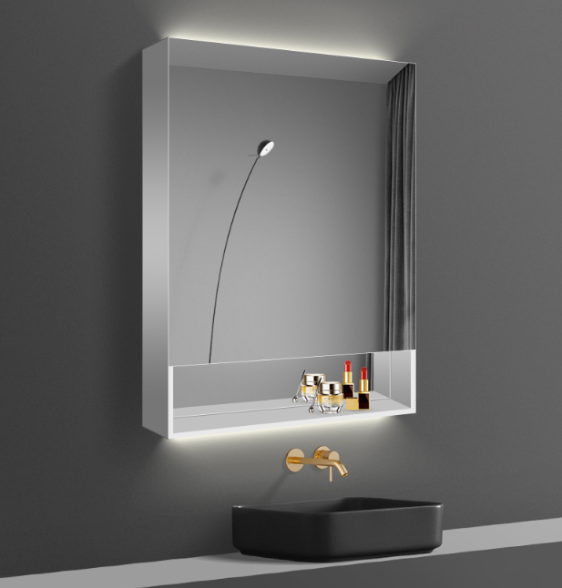 Intelligent Bathroom Mirror Cabinet with Lamp and Shelf