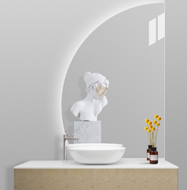 Luminous Semicircle Bathroom Mirror Wall Hanging