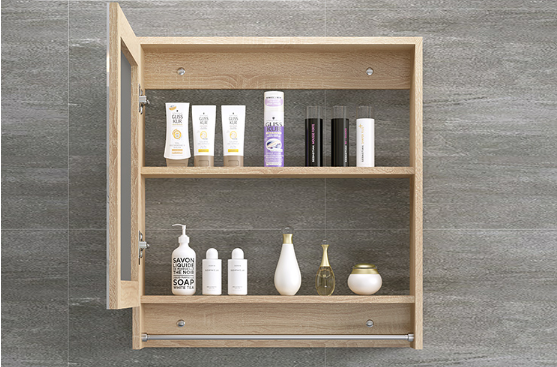 Nordic Solid Wood Bathroom Mirror Cabinet Wall Storage