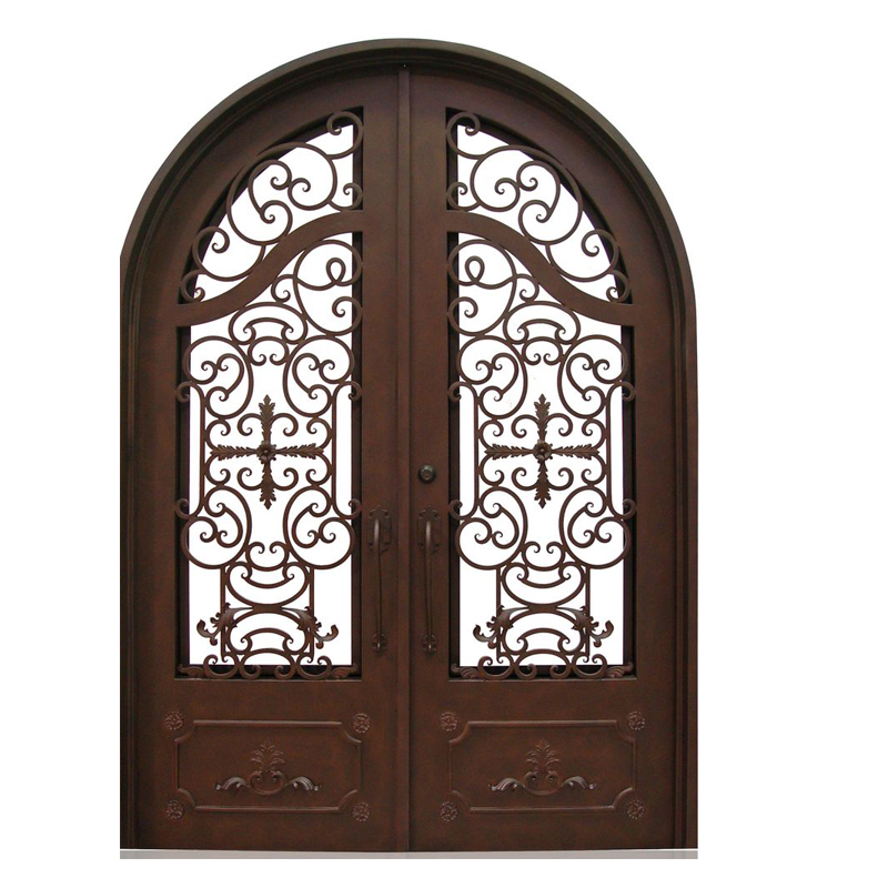 European Style Wrought Iron Arched Double Entry Door