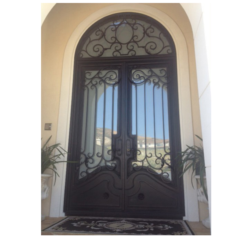 Double Entrance Arched Wrought Iron Entry Door