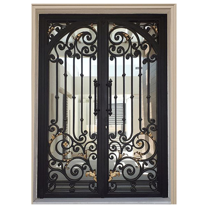Residential Double Wrought Iron Front Entry Door