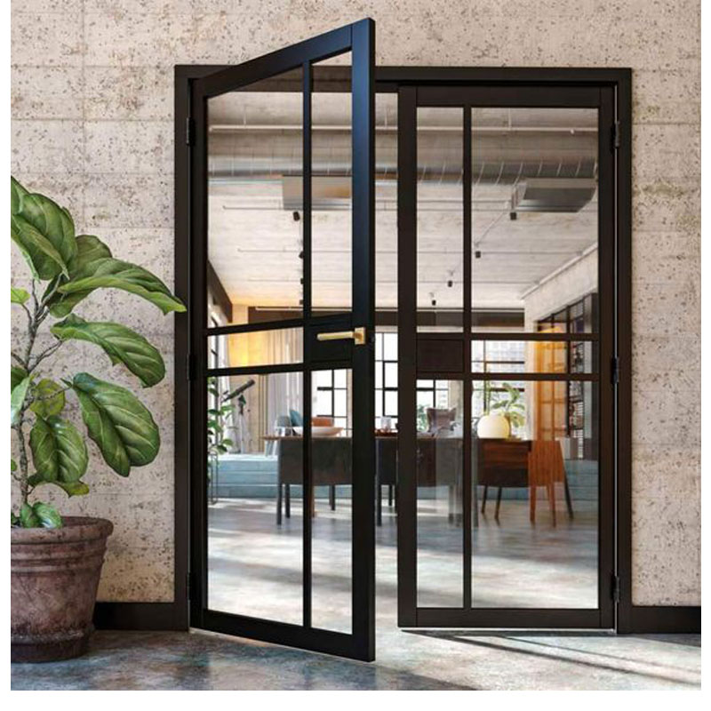 Double Front Glass Entrance Wrought Iron French Door