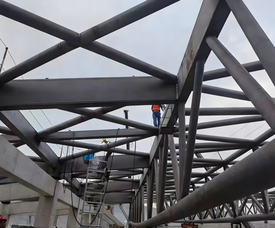 Steel Truss Roof-Bearing Structural System for Warehouses