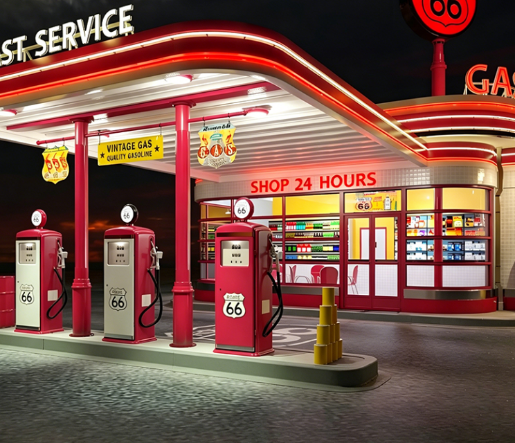 Wind-Resistant Seismic-Resistant Steel Grid Shell Gas Station Canopy