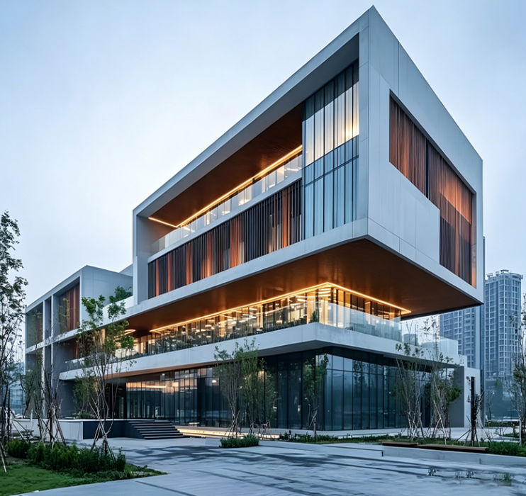 Multi-Story Steel-Framed Office Building Structure
