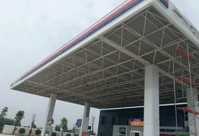 Framed Steel Structure Canopy for Gas Stations