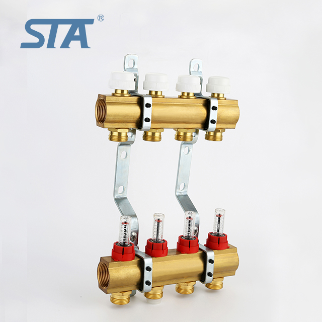 4-Way Underfloor Heating Brass Manifold