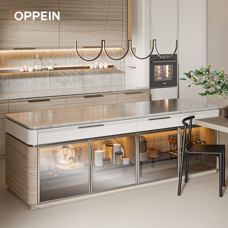 Modern Slim Shaker White and White Oak Kitchen Cabinets