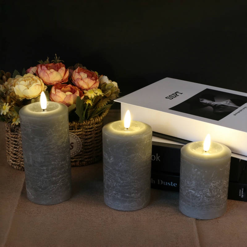 LED Candle Lights Marble Gray