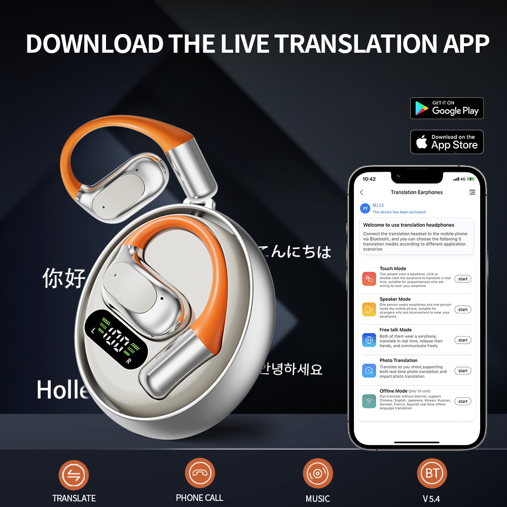 LX-30 Real-Time Translation Earbuds with AI
