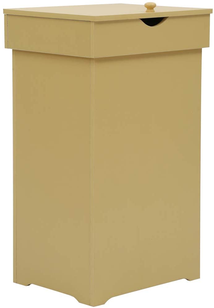 Practical Wood Trash Can with Inner Metal Ring