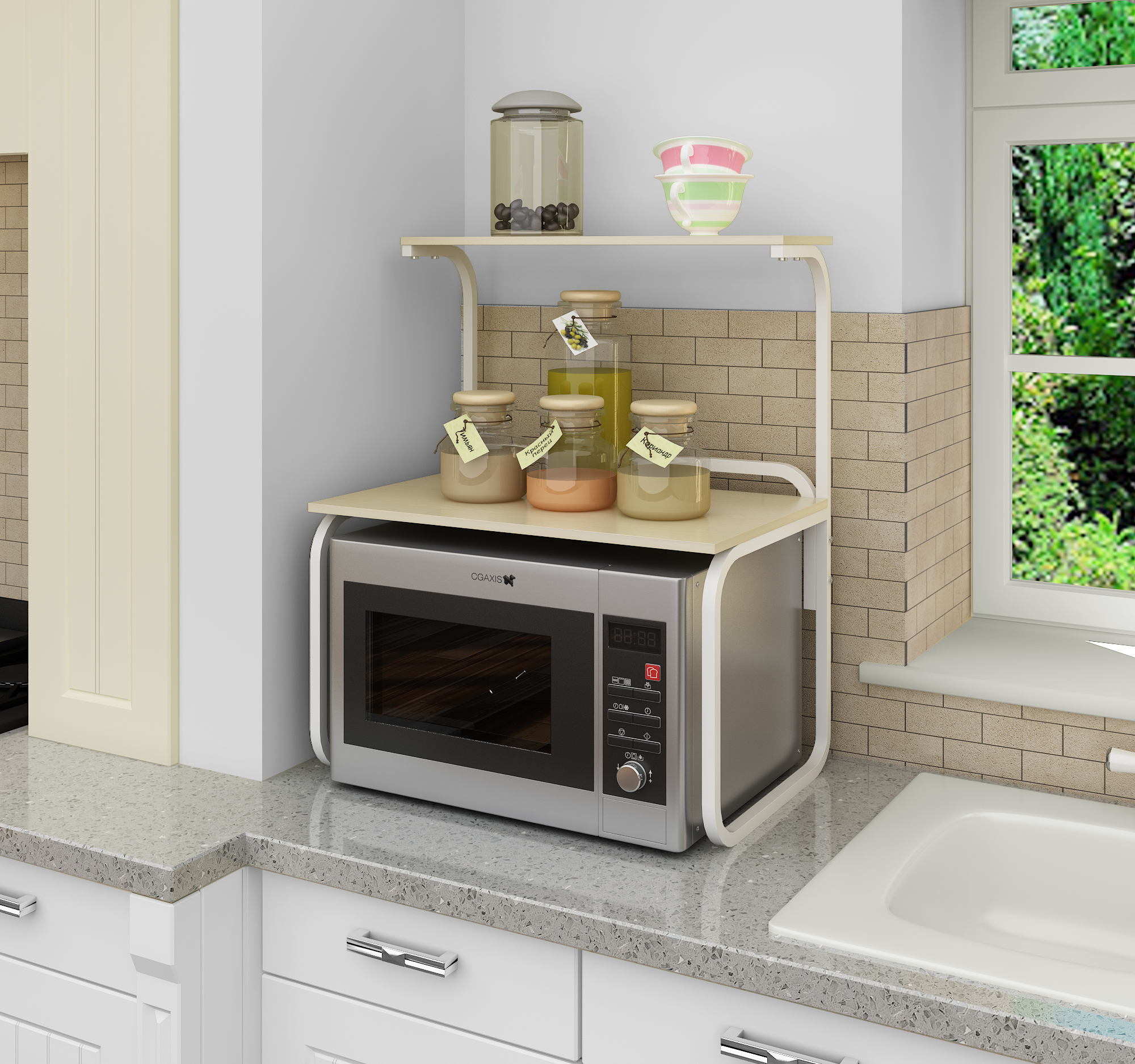 Modern Kitchen Space Saving Practical Metal Microwave Oven Rack