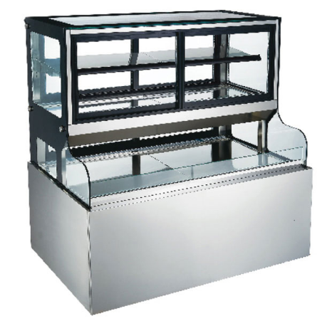 Commercial Glass Refrigerated Cake Display Counter with LED
