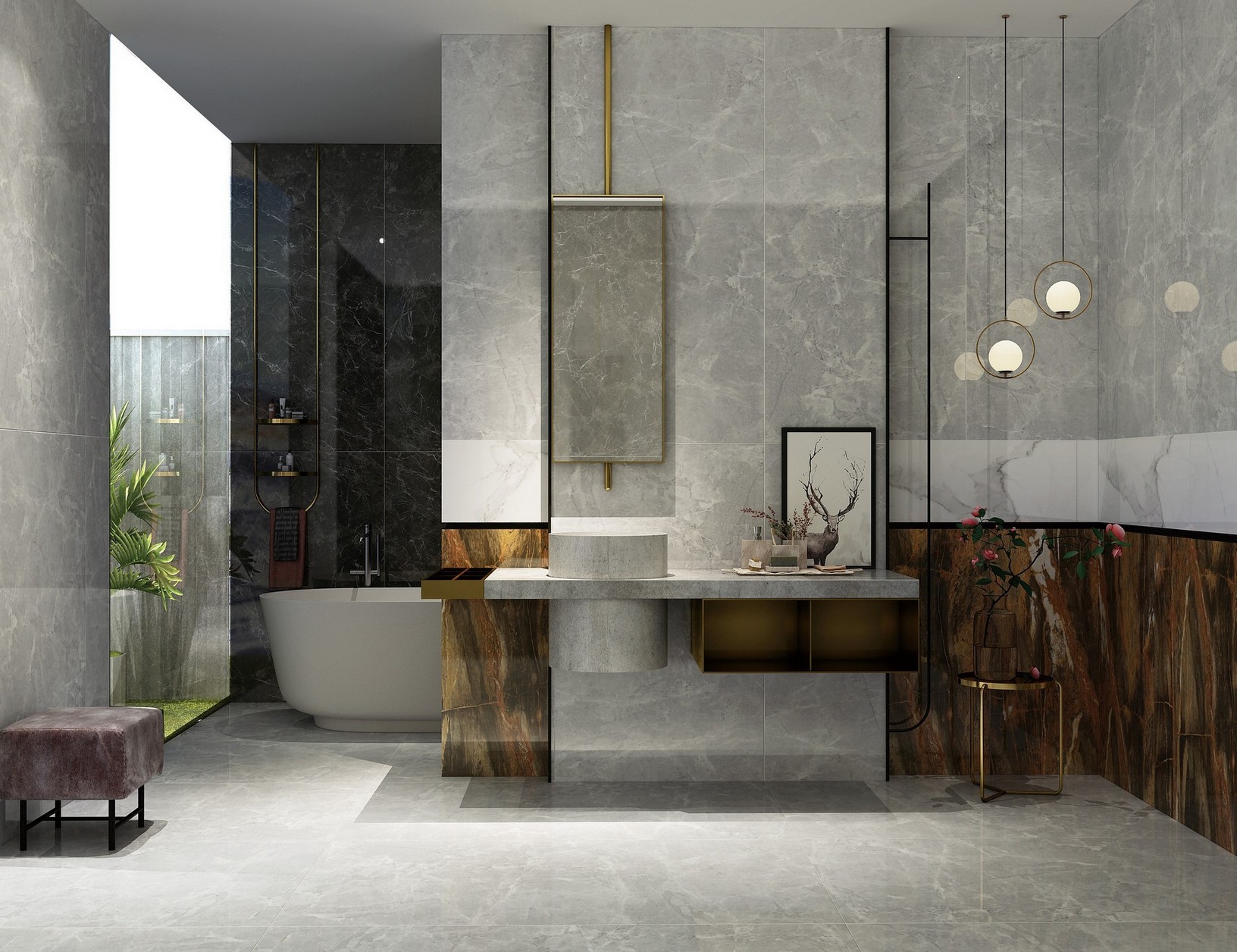 Porcelain Marble Floor Tile Grey with White Veining
