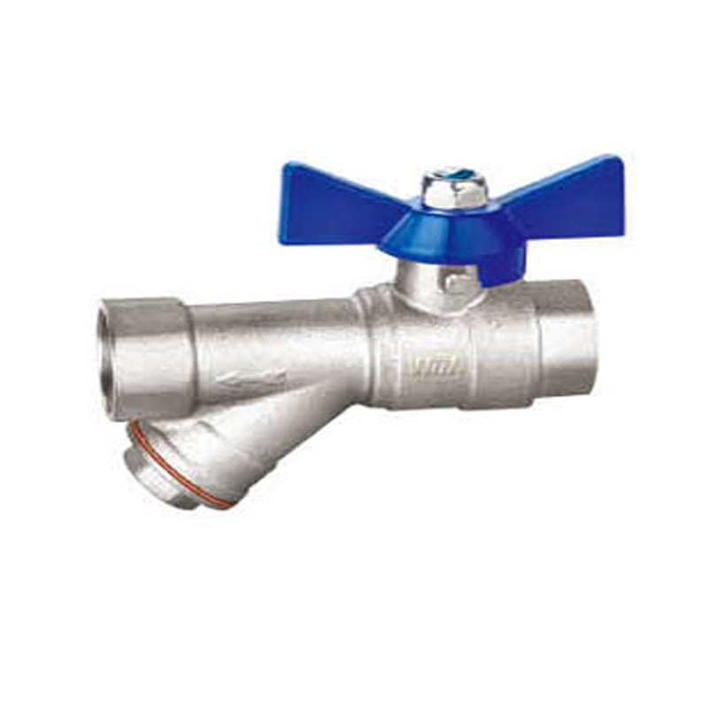 Brass Ball Valve with Filter and Aluminum Butterfly Handle