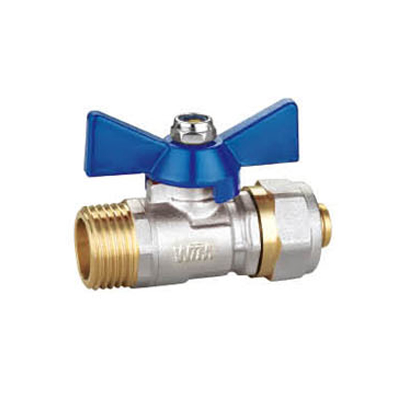 Male Brass Ball Valve for PEX-AL-PEX with Aluminum Butterfly Handle