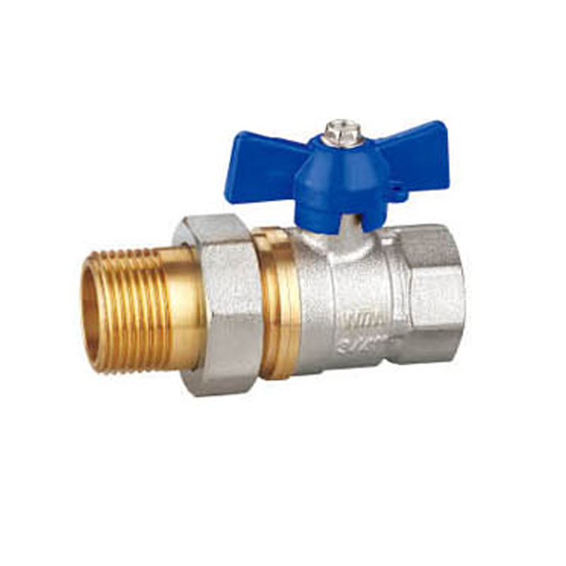 Economical Straight Brass Ball Valve with Union and Aluminum Butterfly Handle
