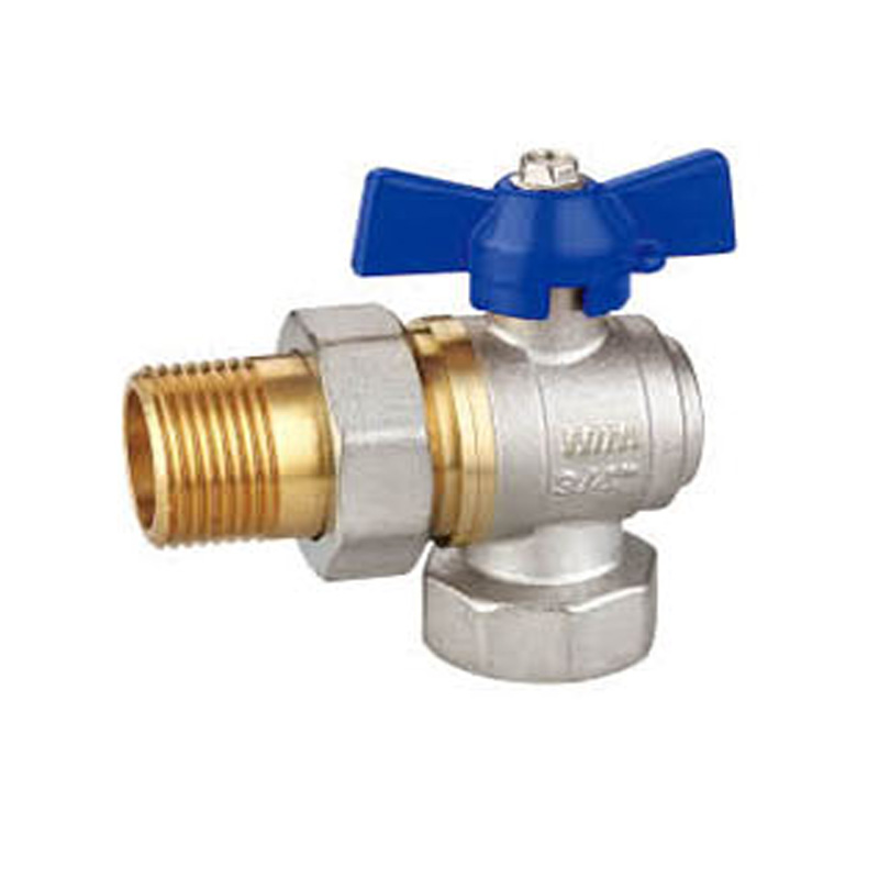 Economical Angle Brass Ball Valve with Union and Aluminum Butterfly Handle