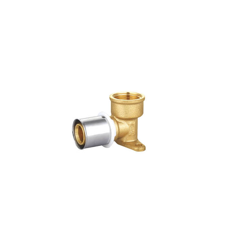 Wall-plated elbow PEX fitting