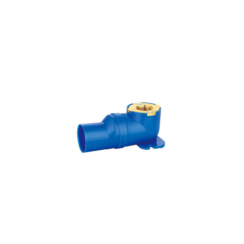 Wall-plated female elbow PEX fitting