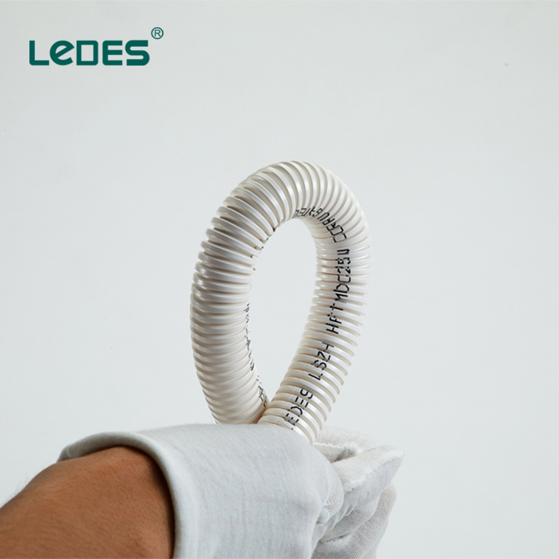 Ledes HFT MD 25mm White Flame Resistant Flexible Corrugated Conduit