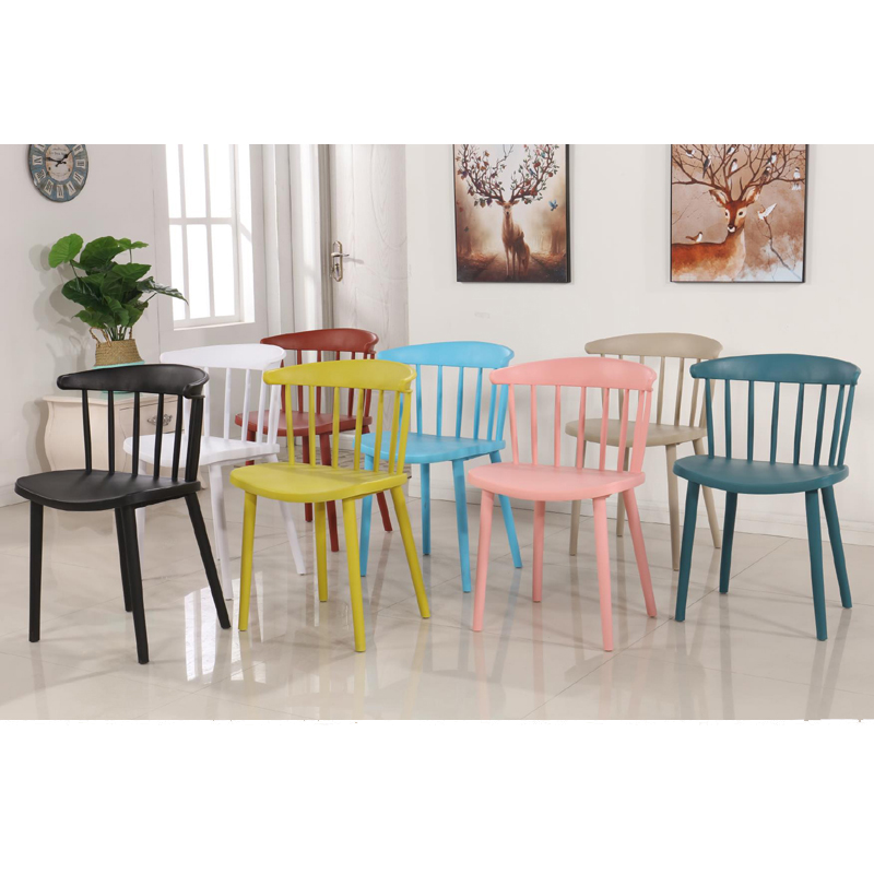 Modern Red Plastic Dining Chair with Bull Horn Backrest