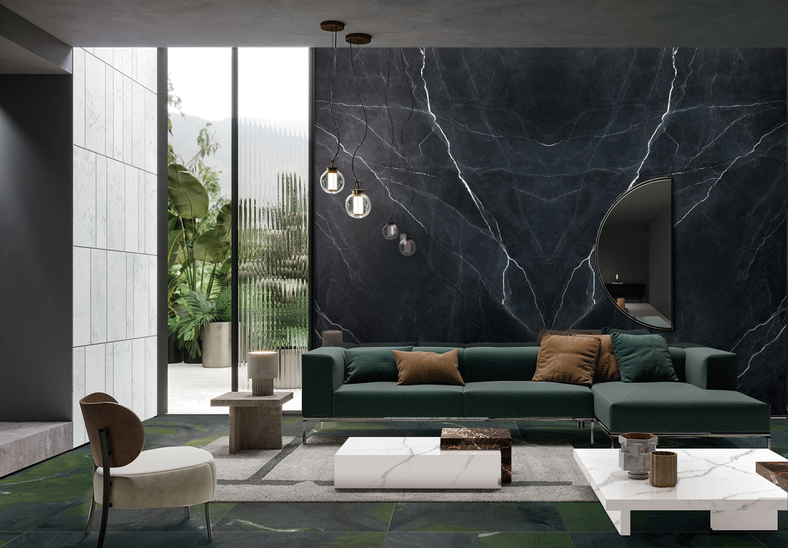 Extra-Large Porcelain Slab Tile with Marble Texture