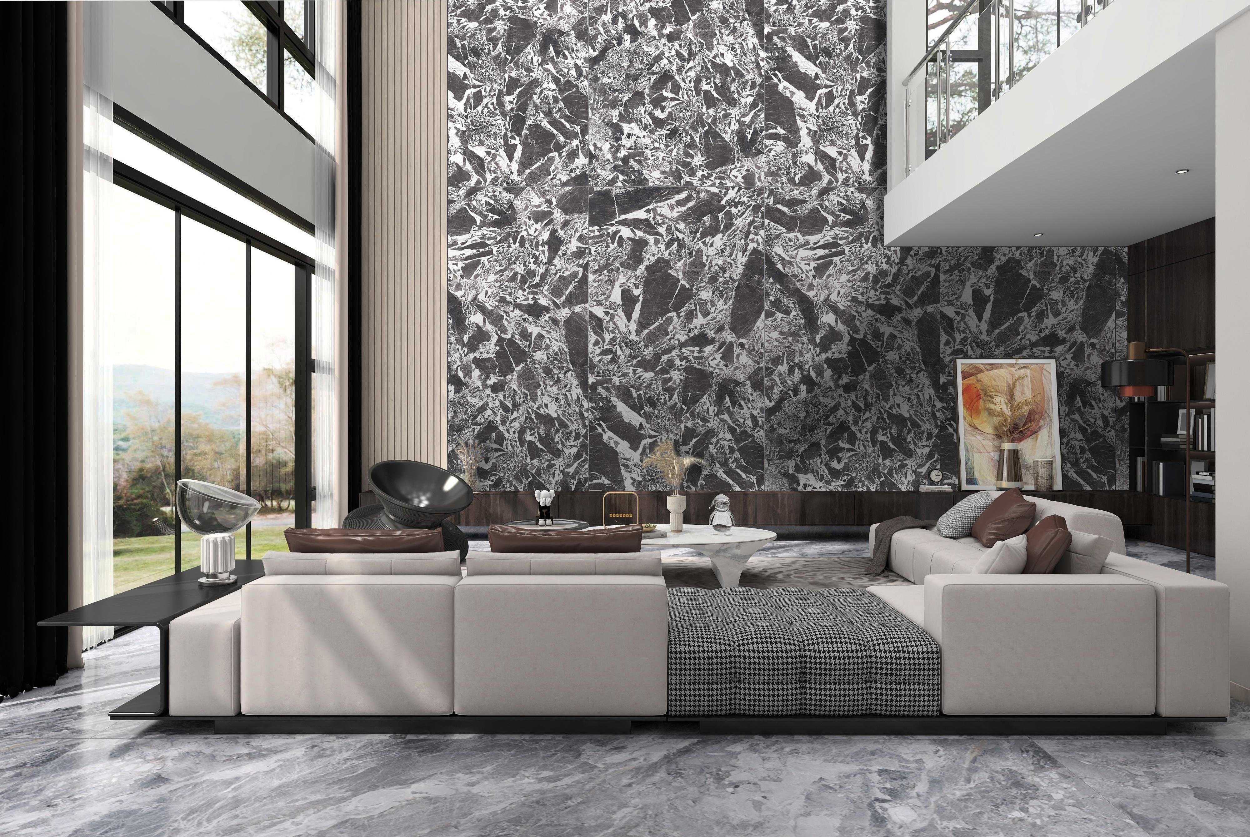 Extra-Large Porcelain Slab Tile with Marble Texture