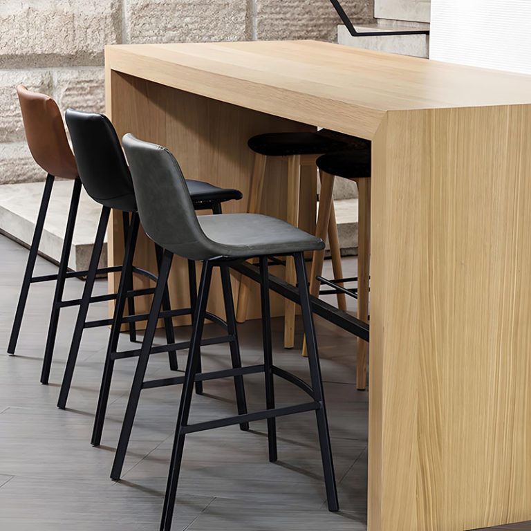 Modern PU Leather Bar Stool with Metal Frame
